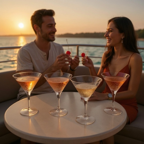 Expresso Martini Blush Gold Tint Luxury Glass Crackle Texture & Mid‑Century-4CT - Picture 2 of 13